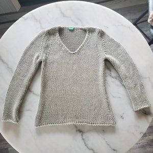 BENETTON MADE IN ITALY Cable-Knit Sweater IVORY small